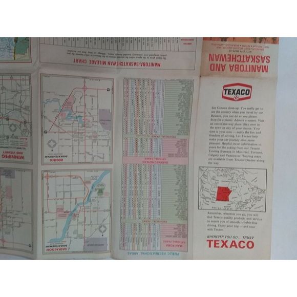 Vintage Texaco Road Map Manitoba Saskatchewan Motor Oil 1968 Ephemera HM Gousha - Picture 8 of 10